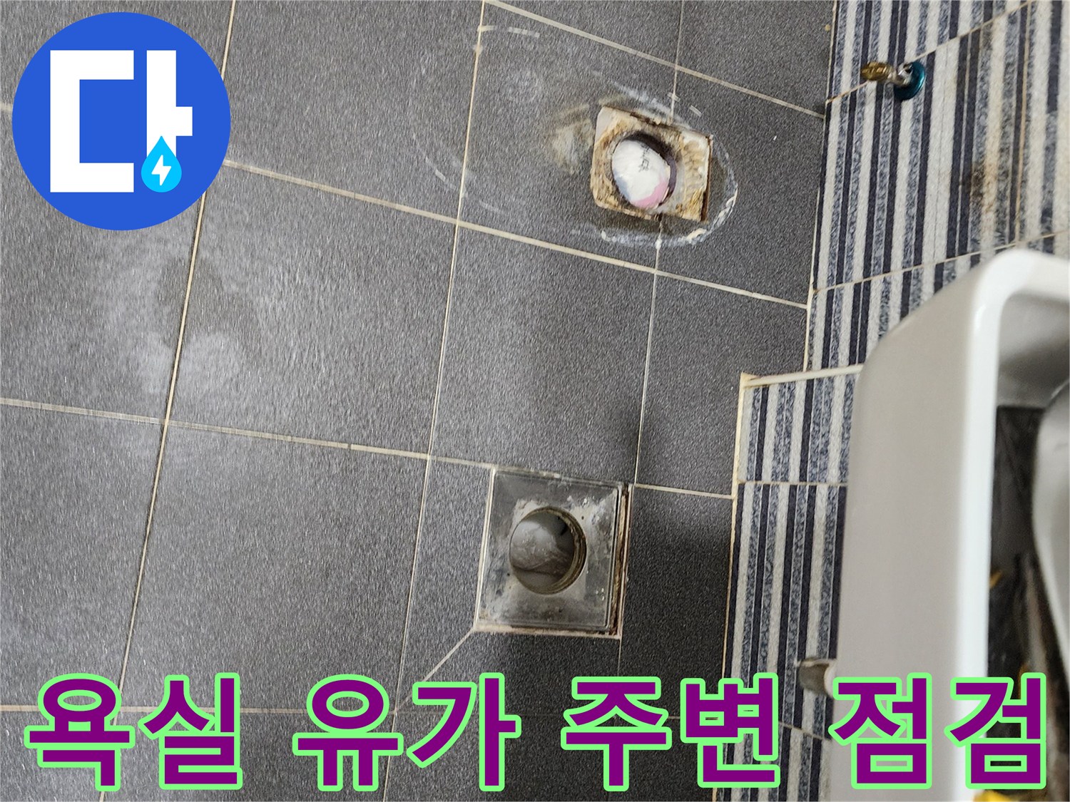 배수구-유가-주변의-타일-틈새-및-오염-상태