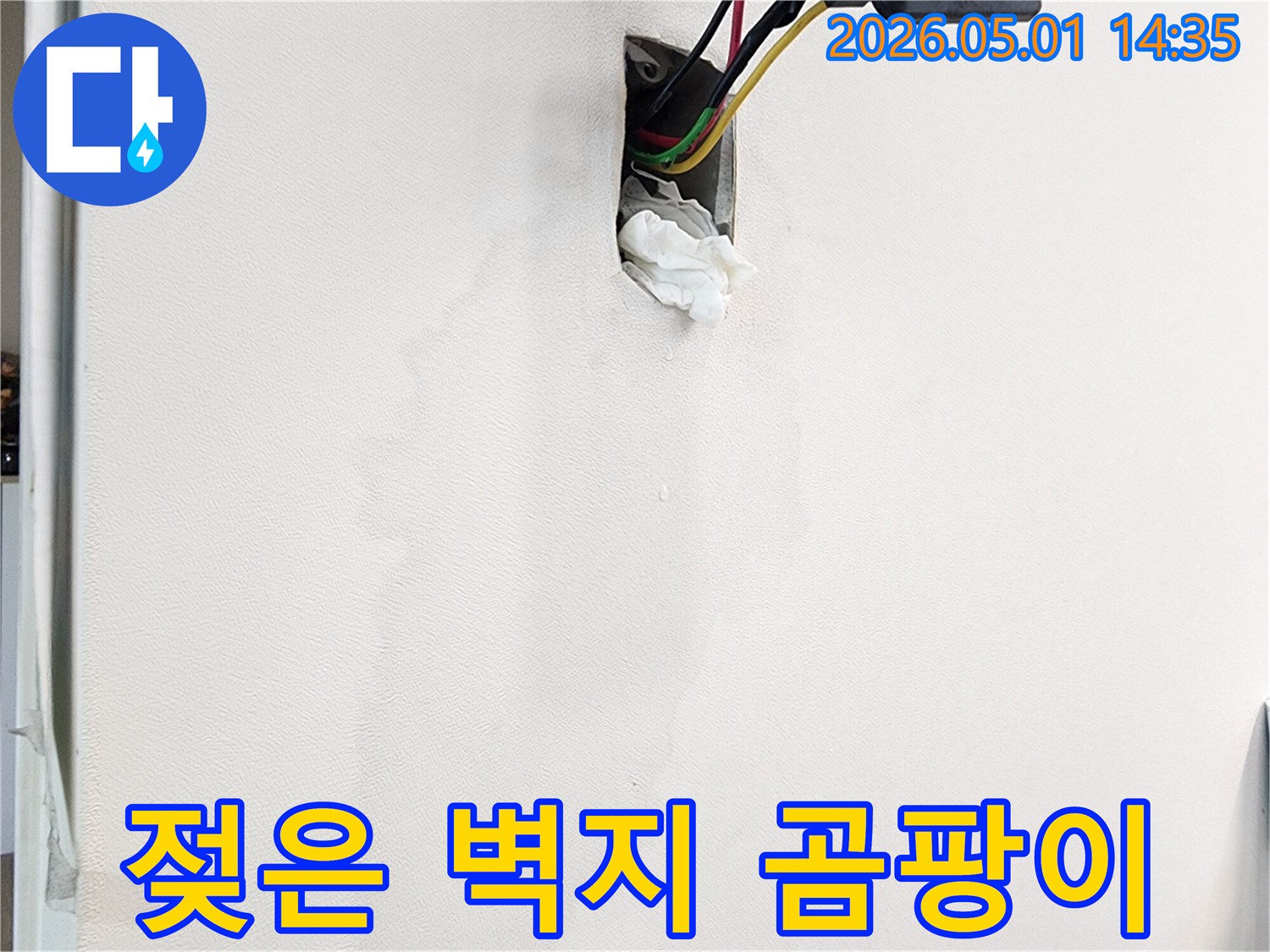 벽면의-젖은-벽지와-콘센트-주변의-물기-그리고-누수로-인한-곰팡이-발생-위험을-보여주는-사진