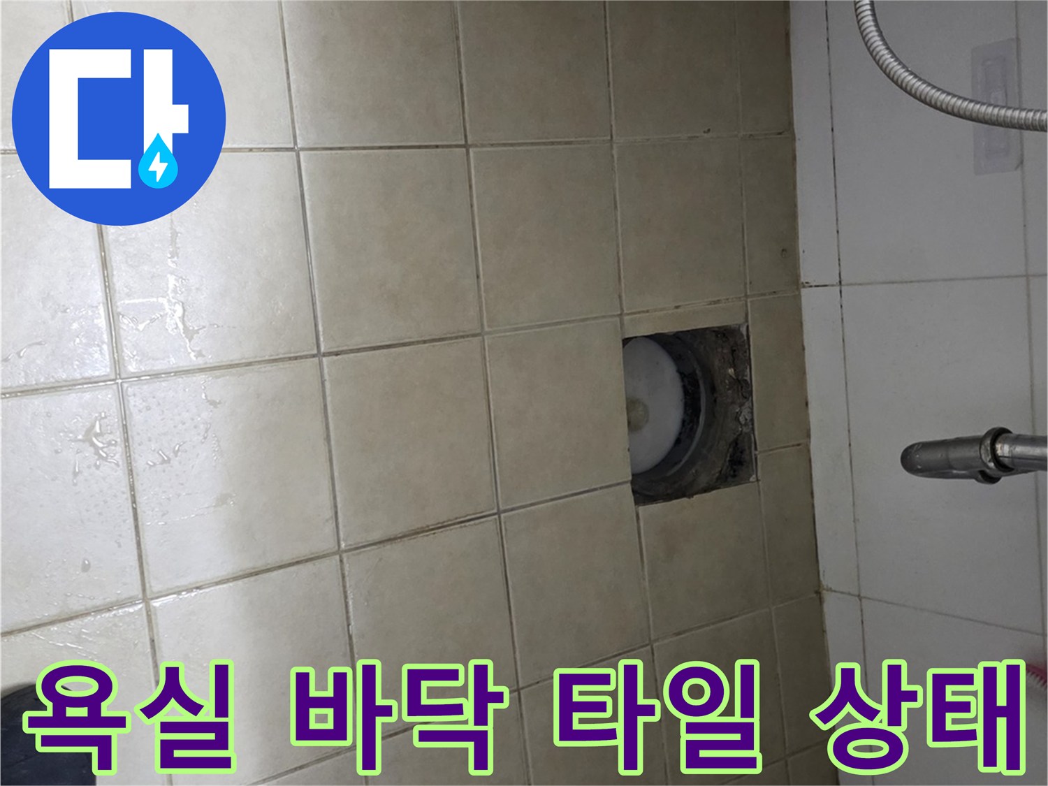 양주 현장-배수구 주변의 노후된 타일과 틈새 촬영