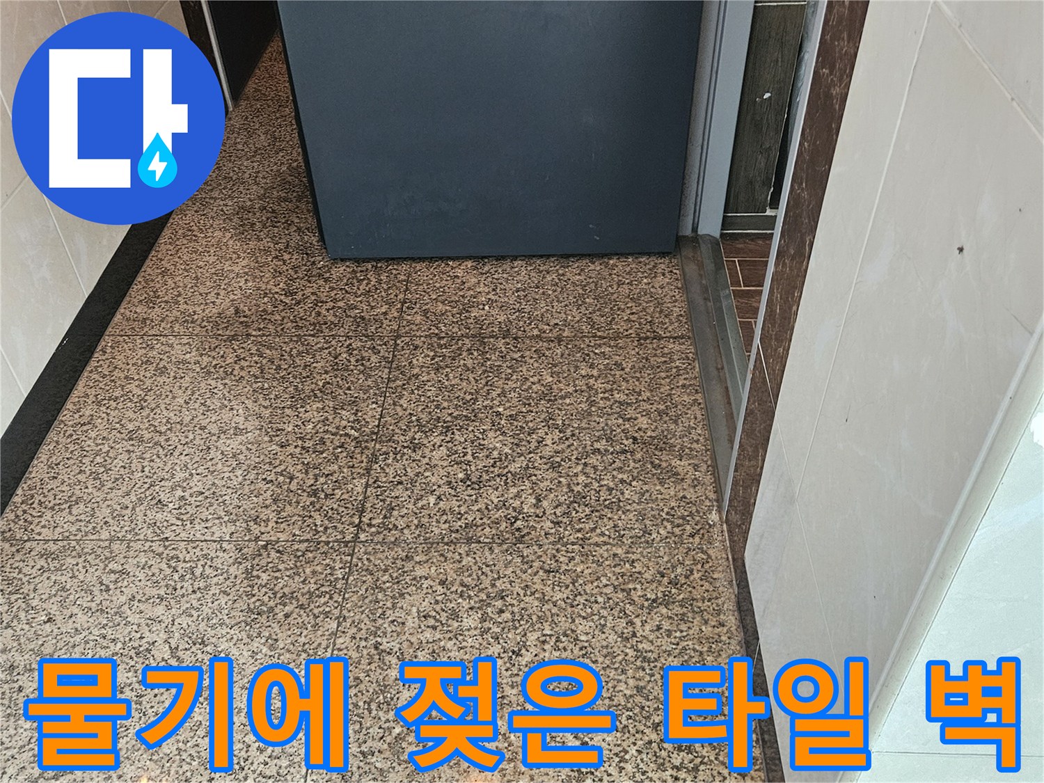 동탄 현관 입구-습기가 스며든 석재 타일 외관