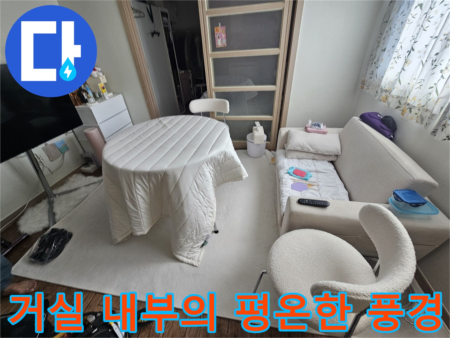일상적인 거실 공간과 가구들의 배치 모습입니다.