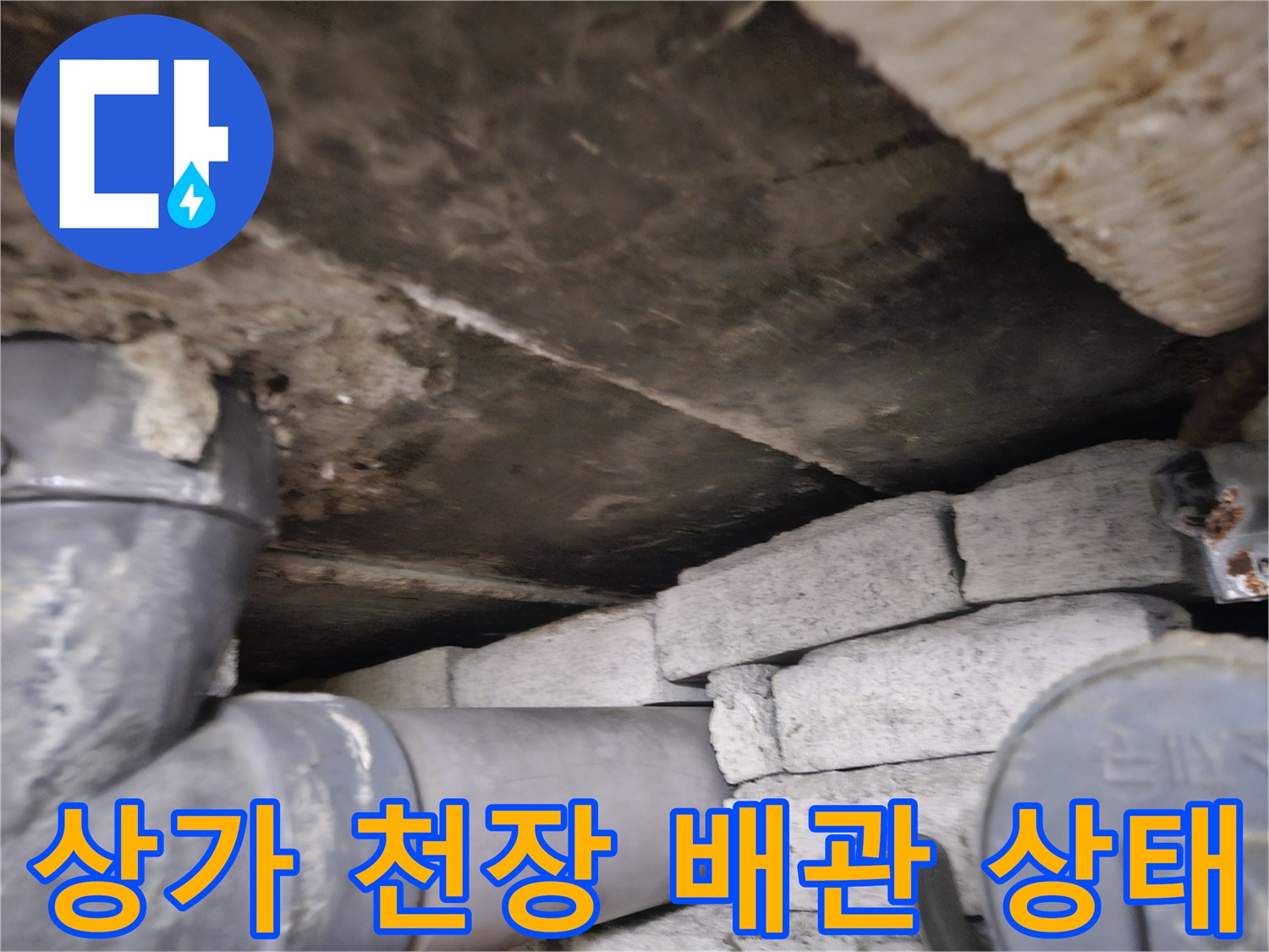 일산동구 상가 천장-노후된 배관과 콘크리트 상태