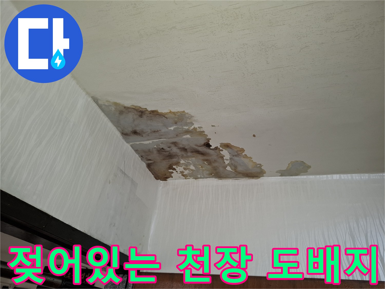 천장 벽면-누수로 인한 얼룩과 들뜸