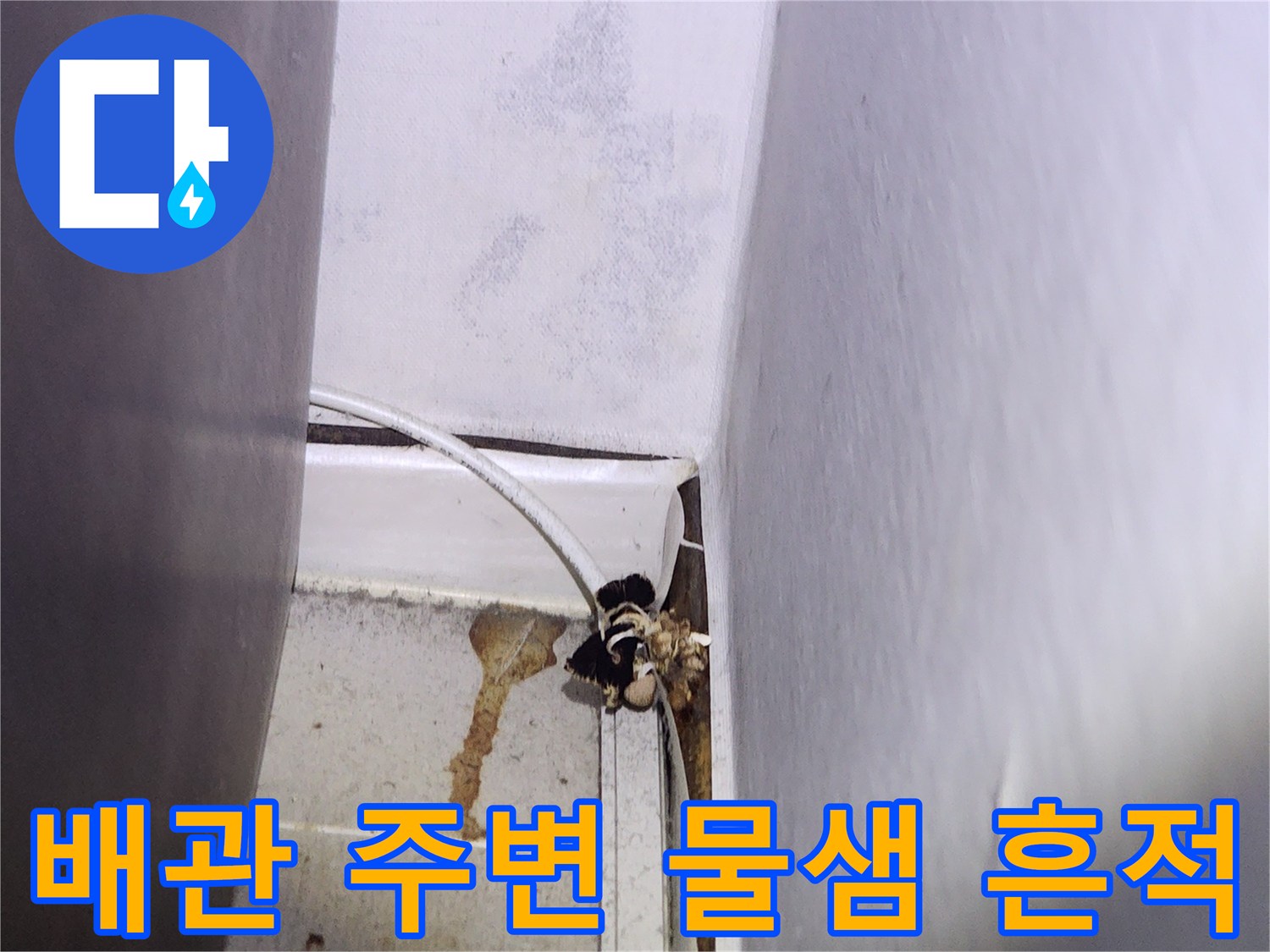 화성 동탄-천장 배관 주변의 습기 및 누수 유입 경로 확인