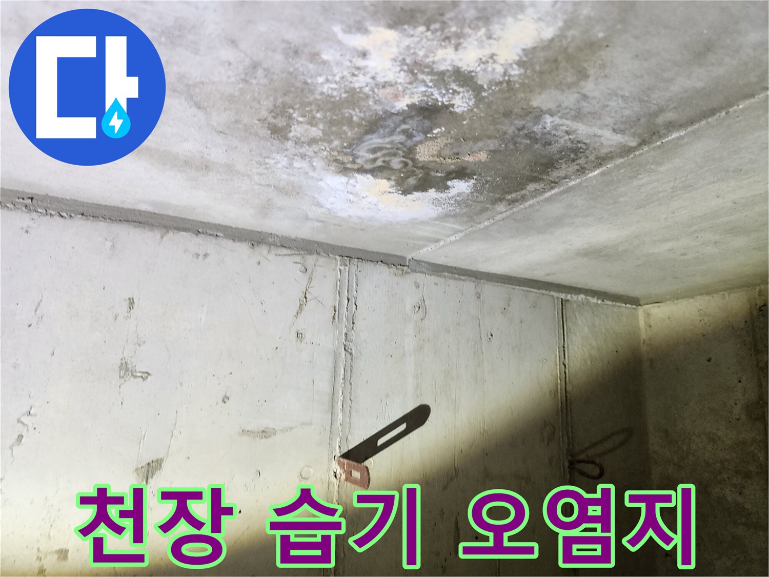 화성 현장에서 발견한-천장 슬래브의 누수 흔적