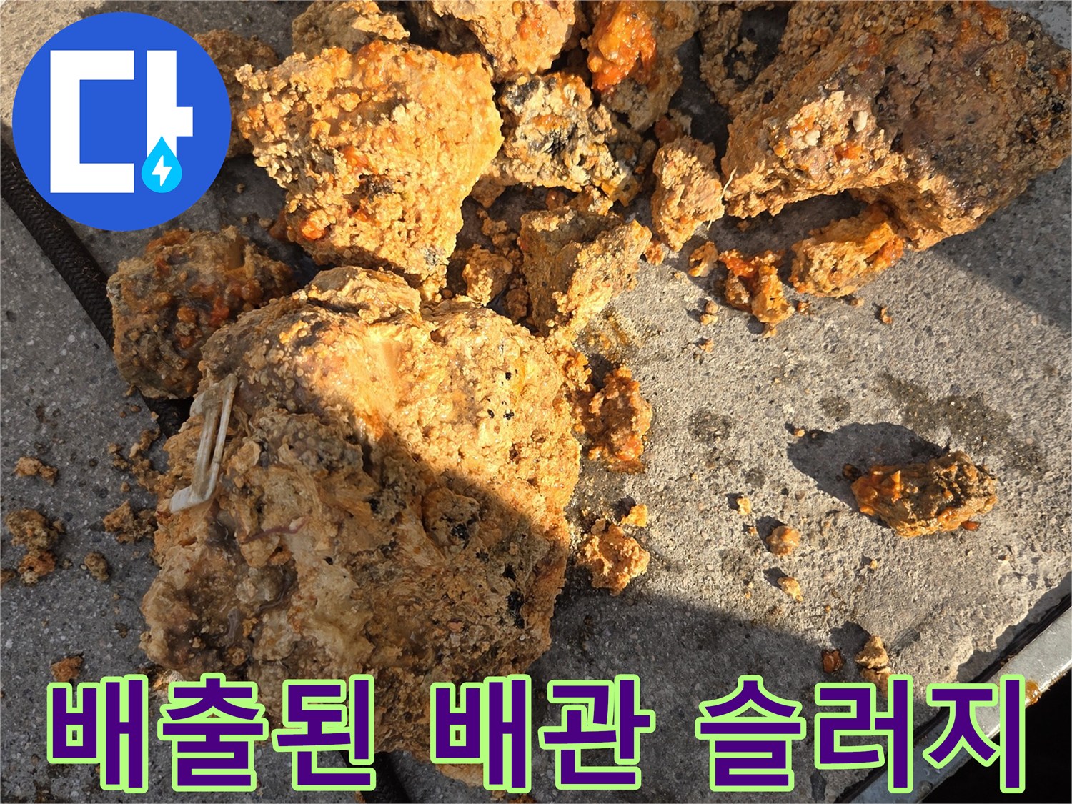 하수구 내부에서 분리되어-밖으로 나온 기름 덩어리