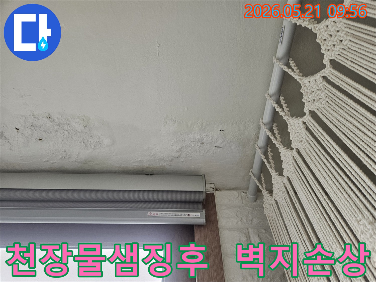 아파트-천장에-발생한-물샘-징후와-벽지-손상-확인