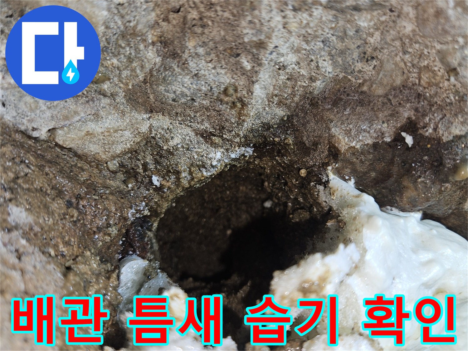 하수구-연결부-틈새-침투된-물기-상태