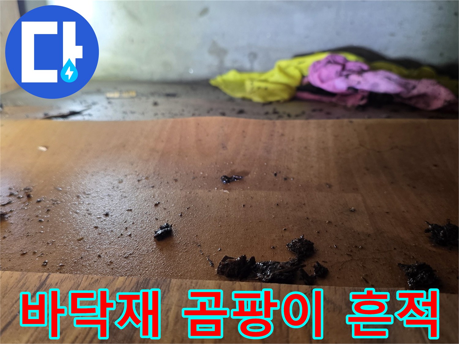 광명 현장-물샘으로 인해 검게 변색된 싱크대 하부 마감재 사진