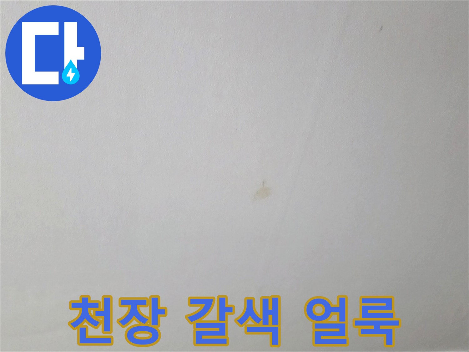 아래층 주방 천장에 발생한 작은 누수 흔적 사진