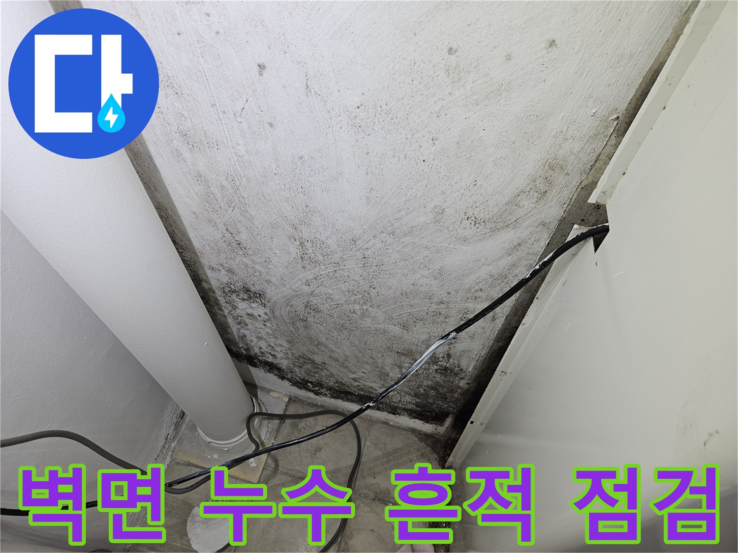 곰팡이가 핀 베란다 내부의 벽면 상태