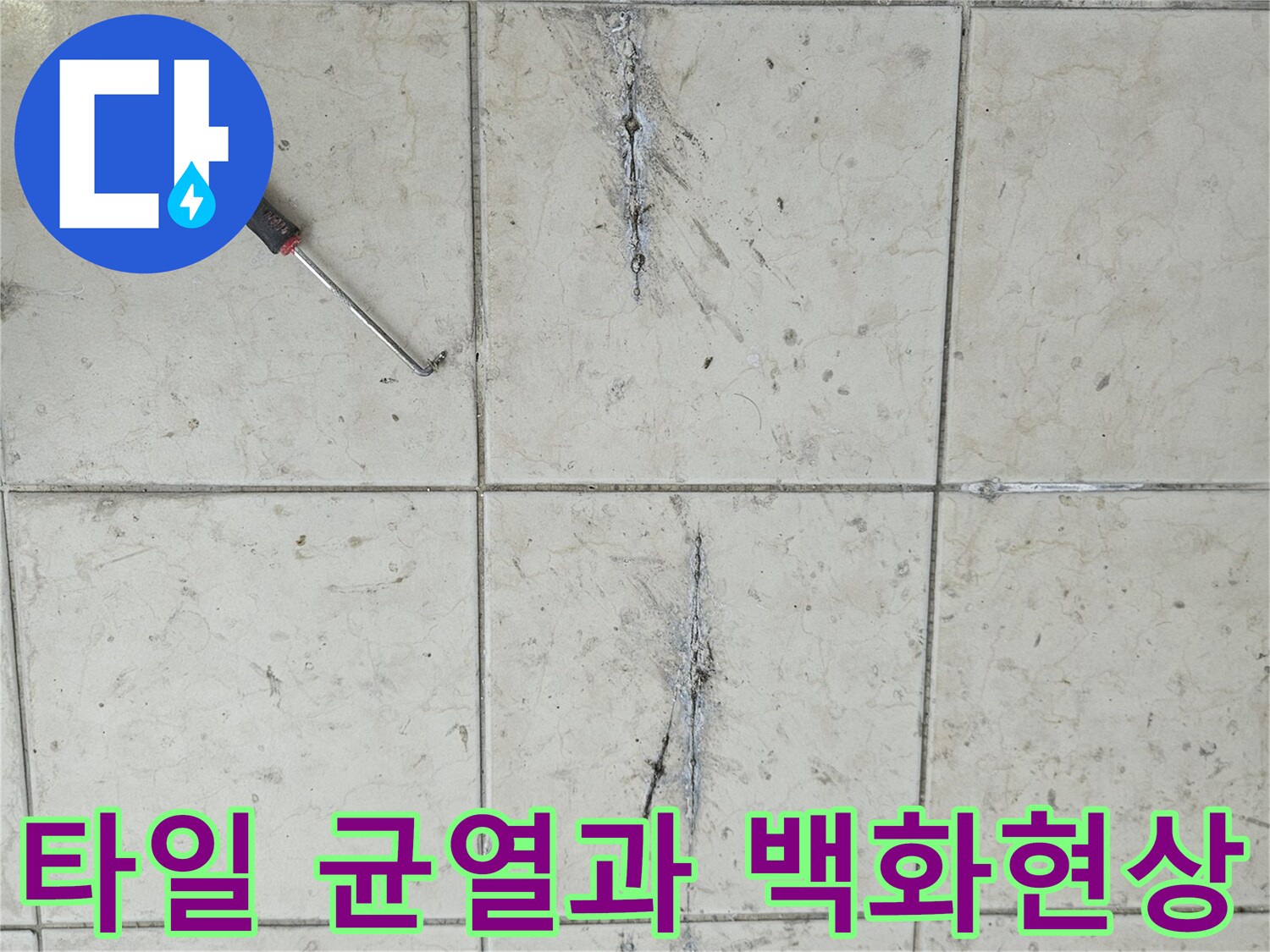 양주 현장 베란다 타일 사이의 균열과 백ভাবে 현상 상태