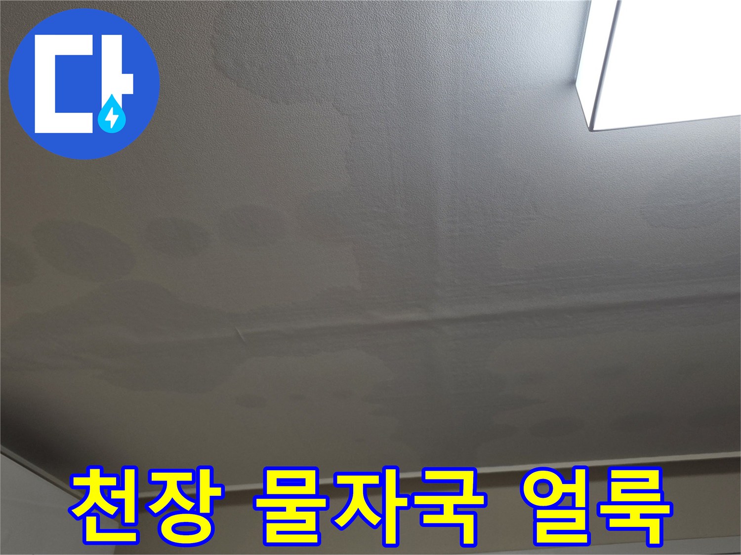 일산서구 아파트-거실 천장지에 넓게 퍼진 누수 흔적과 변색된 상태