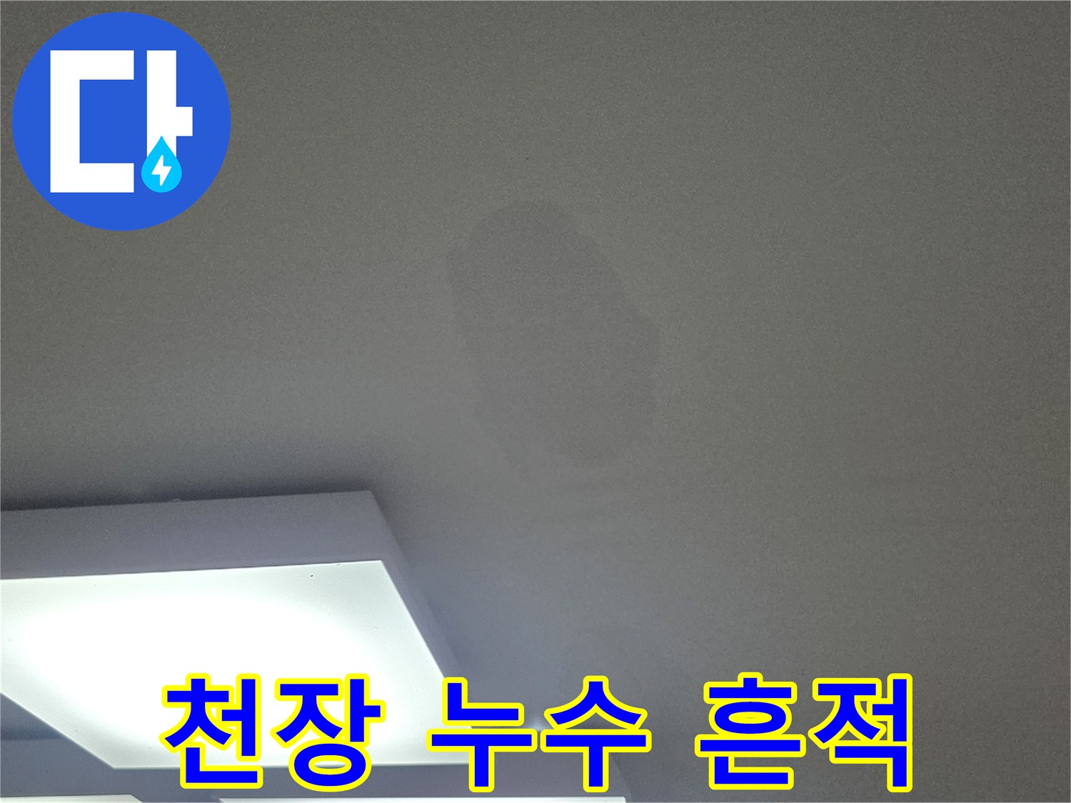하얀 천장 중앙에 나타난 불규칙한 모양의 물자국