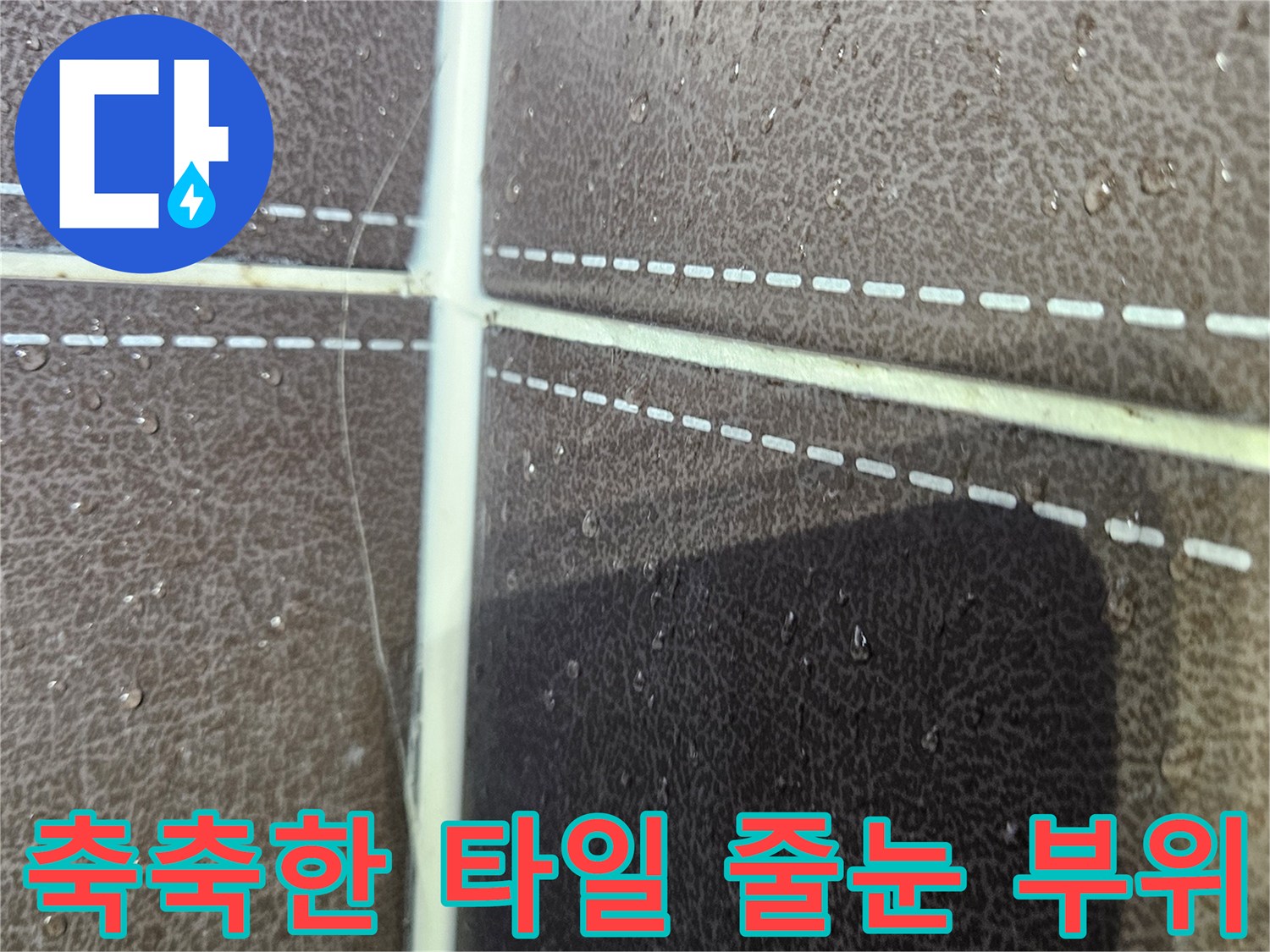 물기가-번져있는-타일-사이-줄눈-부위