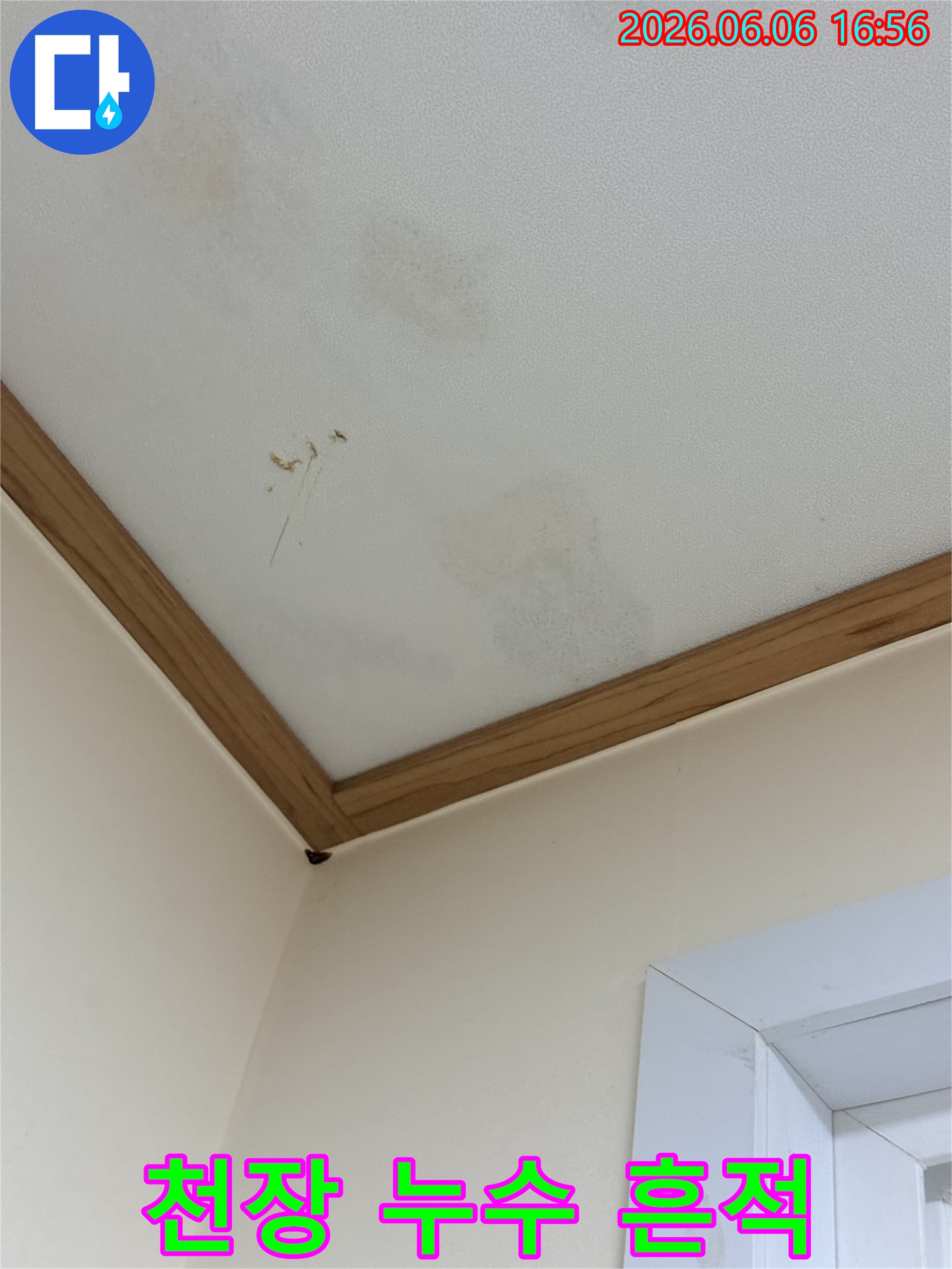 천장-누수-흔적으로-인한-물얼룩과-곰팡이-발생-현장-사진