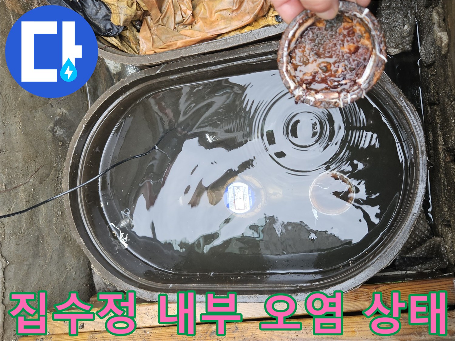 오염된-집수정-내부와-이물질이-낀-거름망-상태