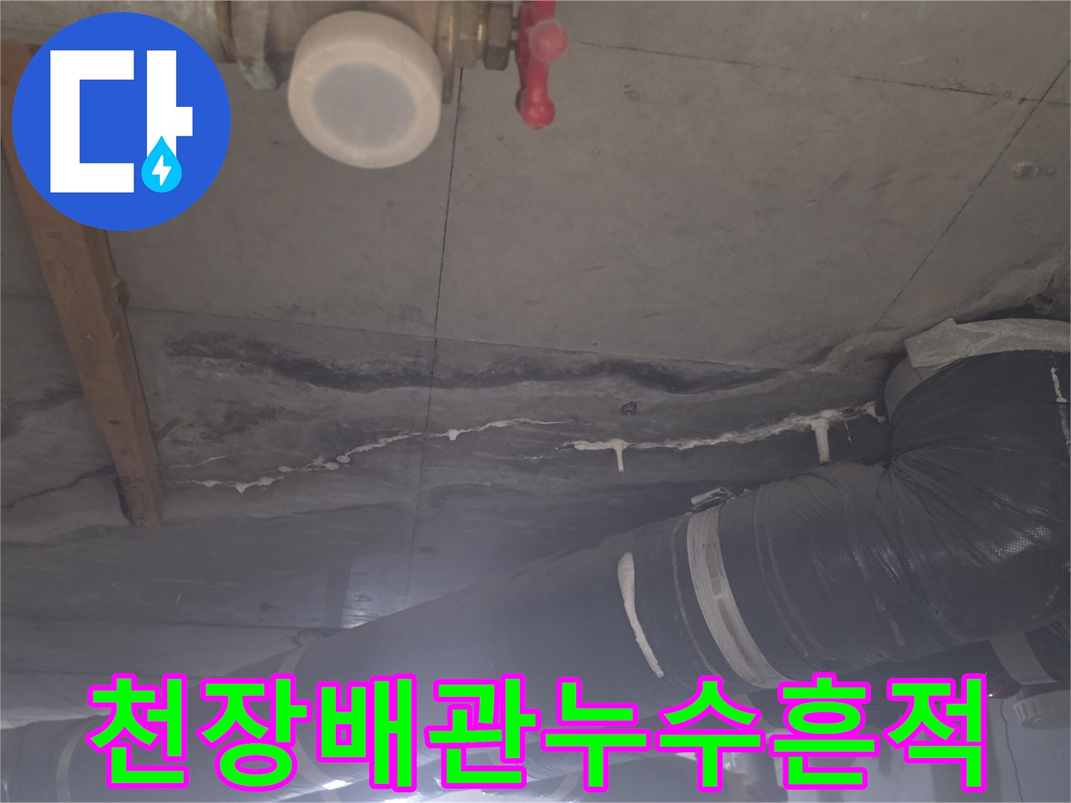 화장실-천장-내부-배관-주변-물샘-흔적-상세-사진