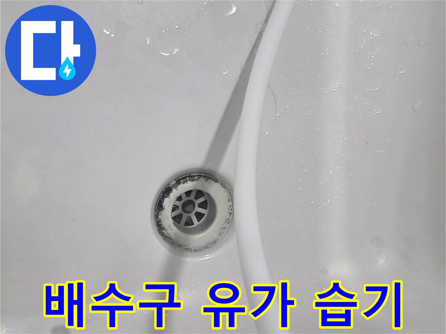 화장실 하수구-주변 타일에 맺힌 물기와 습기 상태