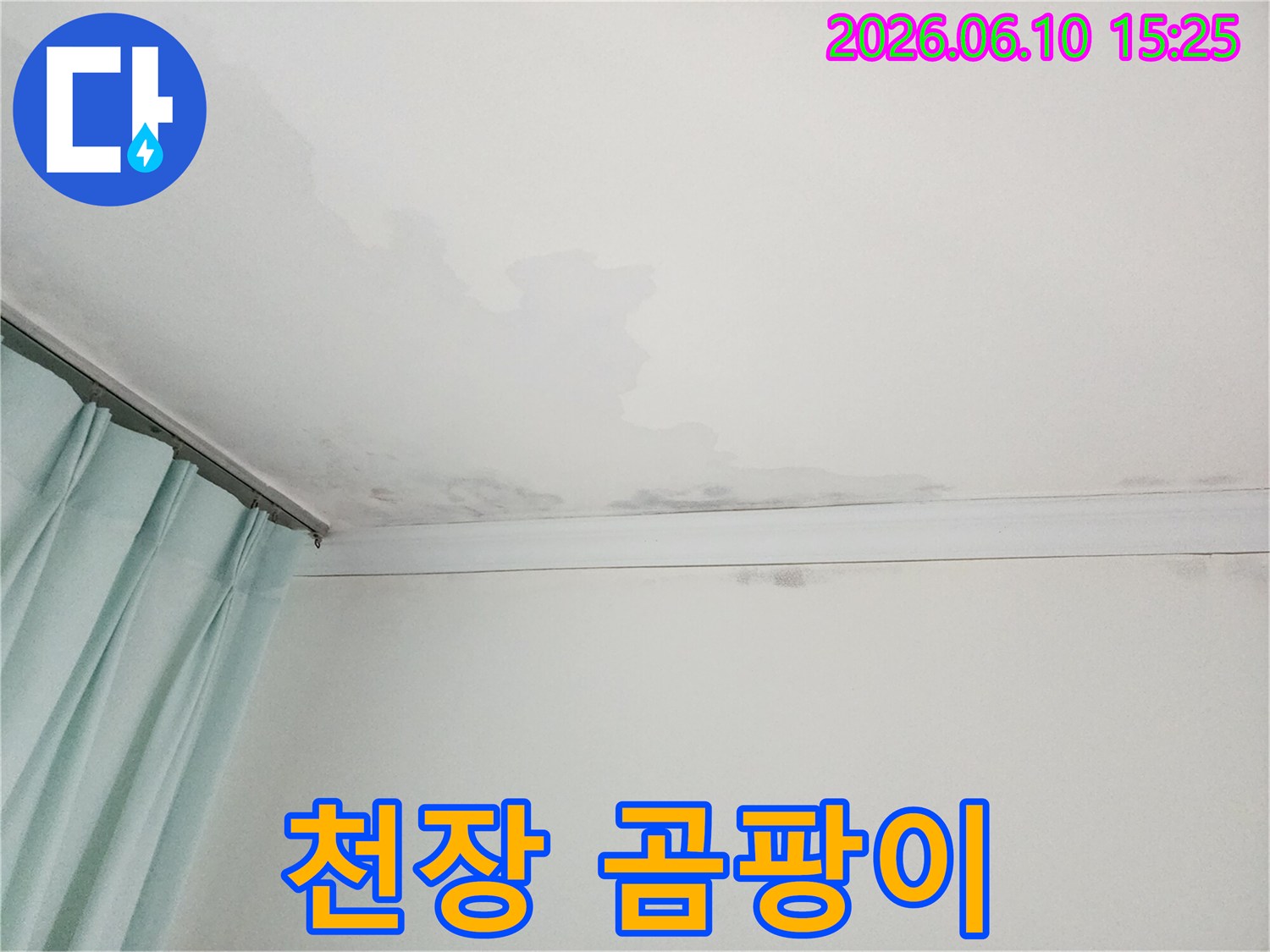 실내-습기-증가로-인한-천장-곰팡이-발생-상황