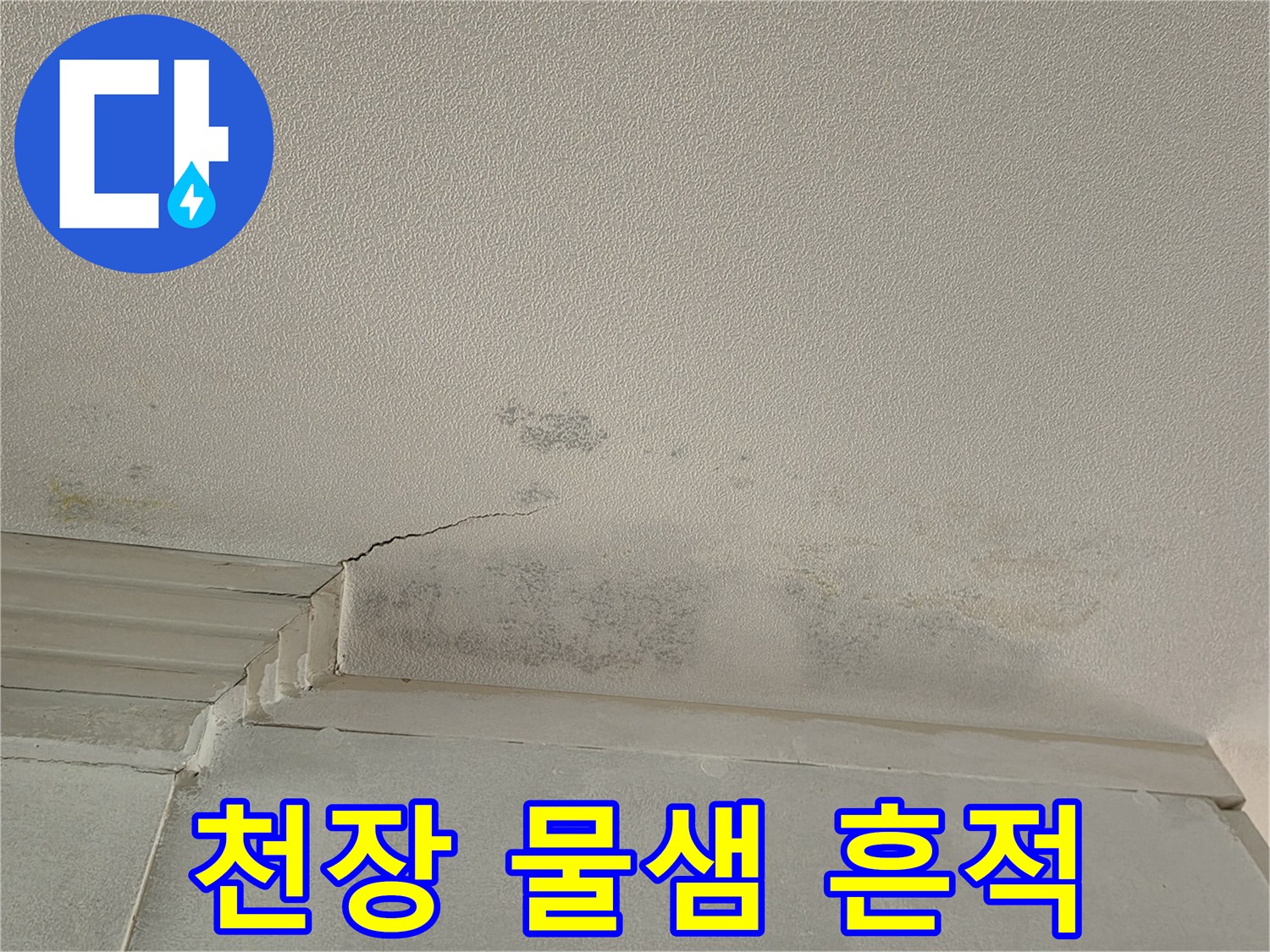 습기로-변색된-천장-벽지와-발생한-균열