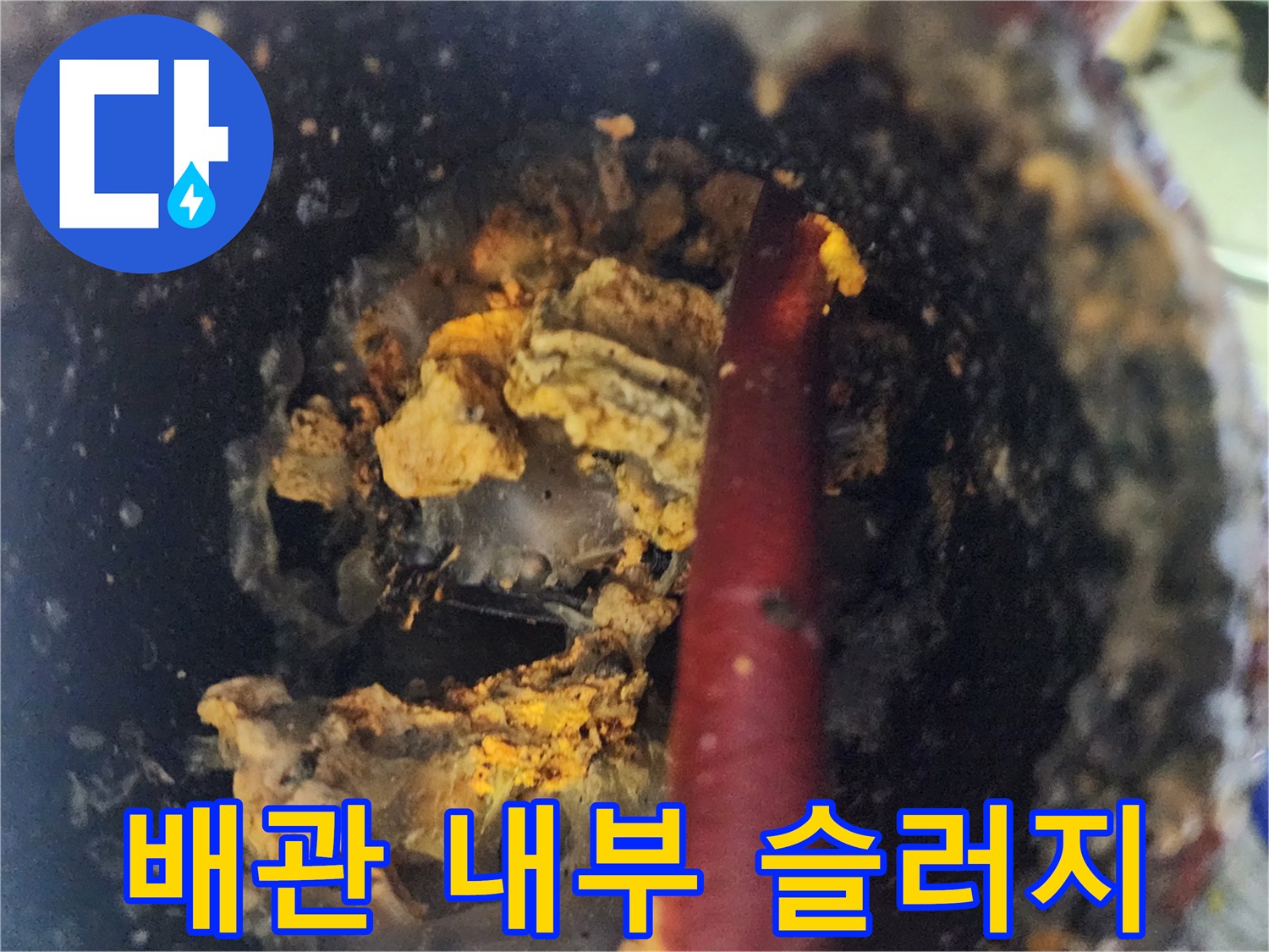 배관-내부에-가득히-차있는-노란색-슬러지-덩어리