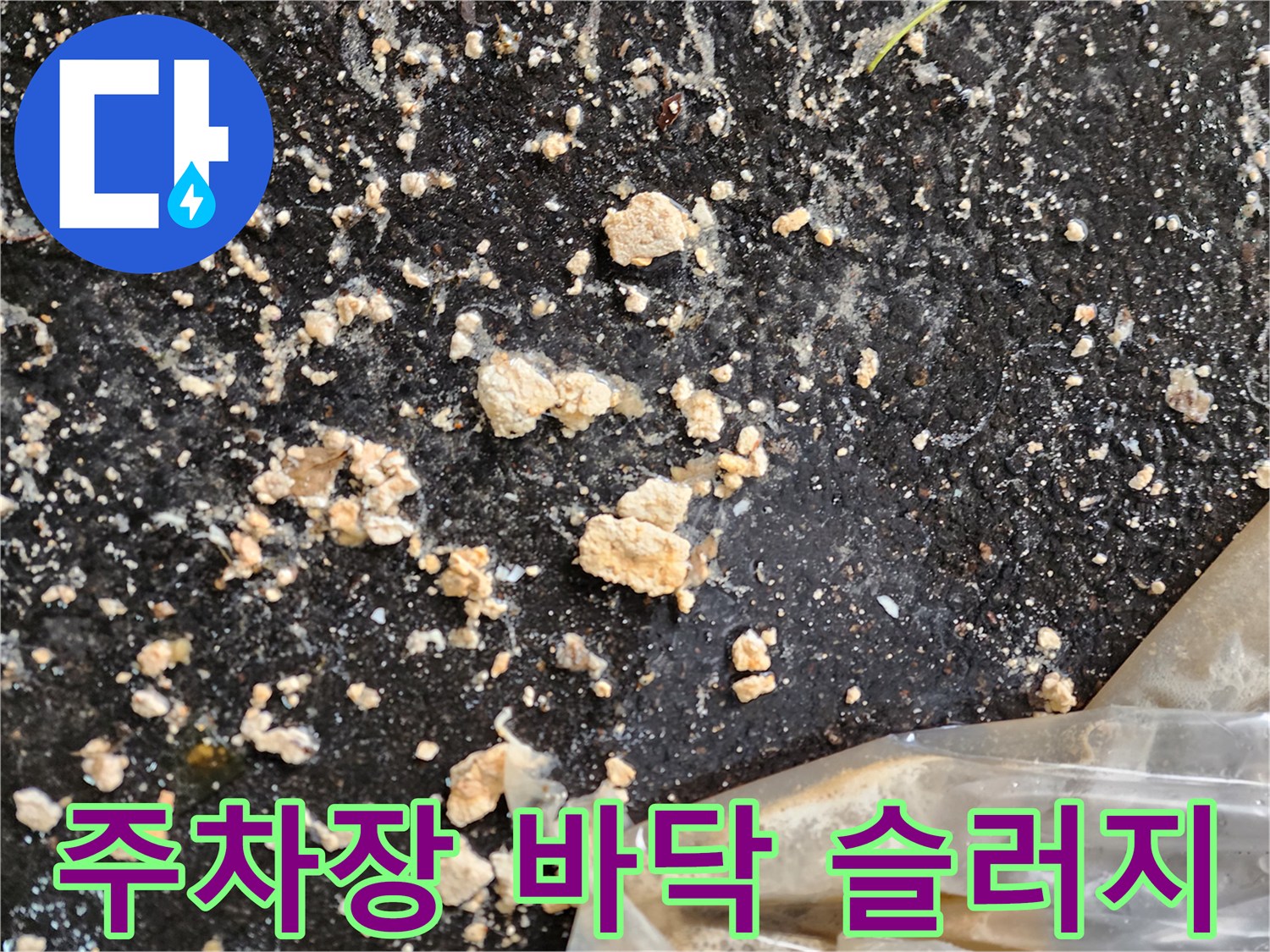 필로티-주차장-바닥에-쏟아진-오수-슬러지-덩어리들