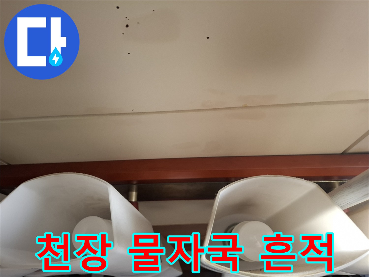 누수로-인해-발생한-천장-표면의-어두운-얼룩