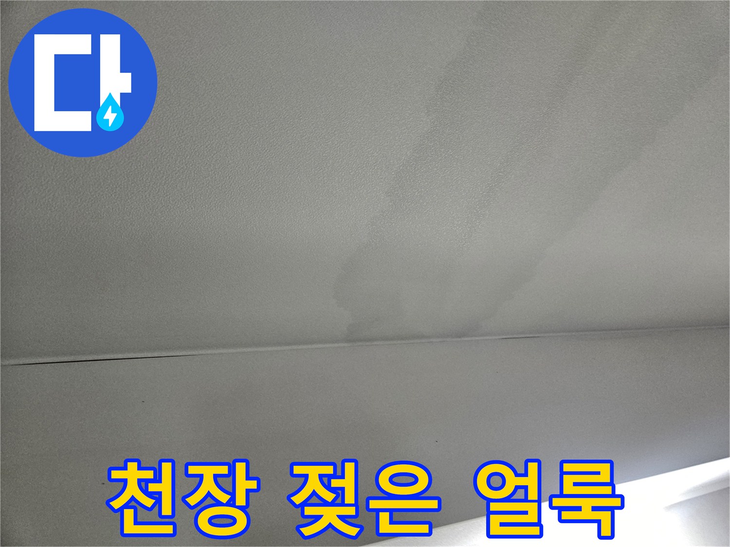 거실-천장-표면에-발견된-넓은-수분-얼룩