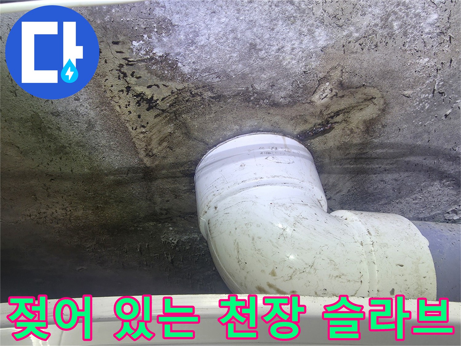 오수-배관-연결부-주변-슬라브-침수-상태