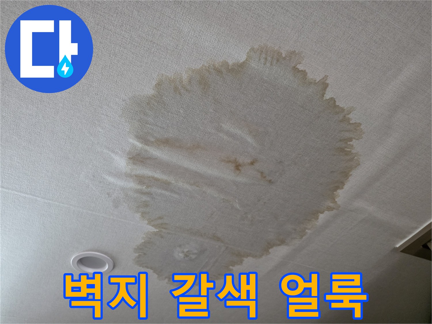 갈색으로-변색된-천장-벽지-누수-부위