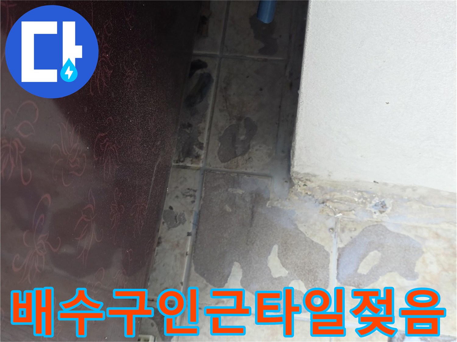 습기로-어둡게-변한-배수구-주변-타일