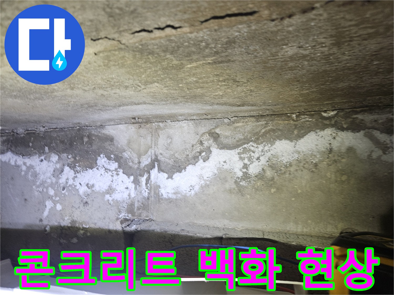 습기로 인해 발생한 콘크리트 표면의 하얀 얼룩