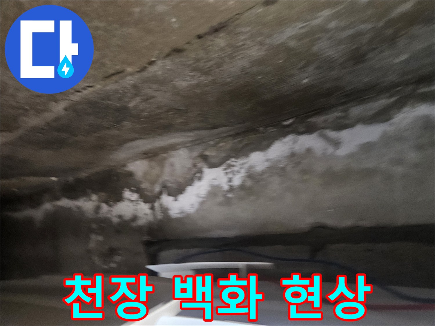 콘크리트 슬래브 면에 나타난 하얀색 석회질 침착물