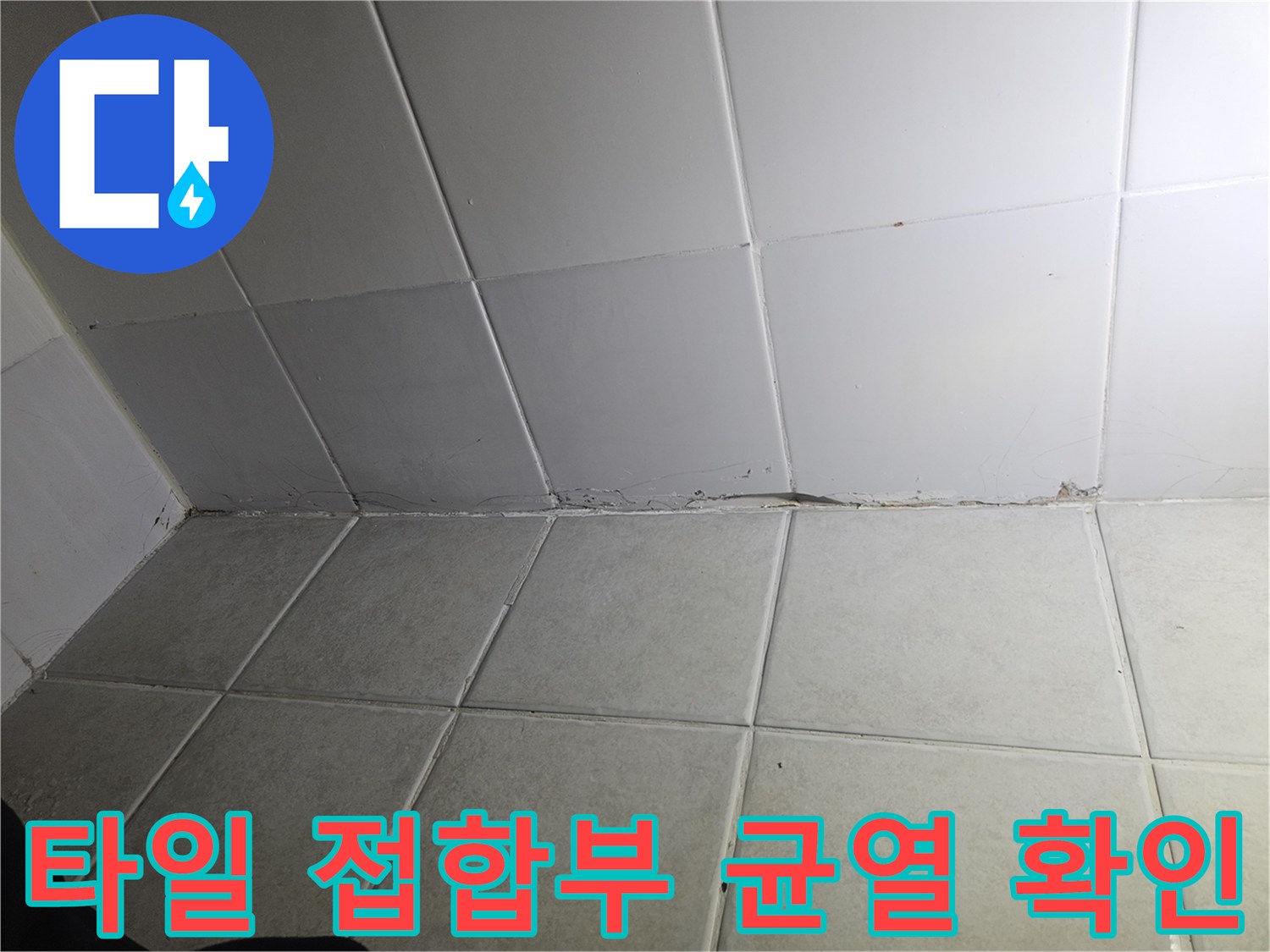 벌어진 타일 틈새와 오염된 줄눈 부위 - 누수 지점 정밀 진단
