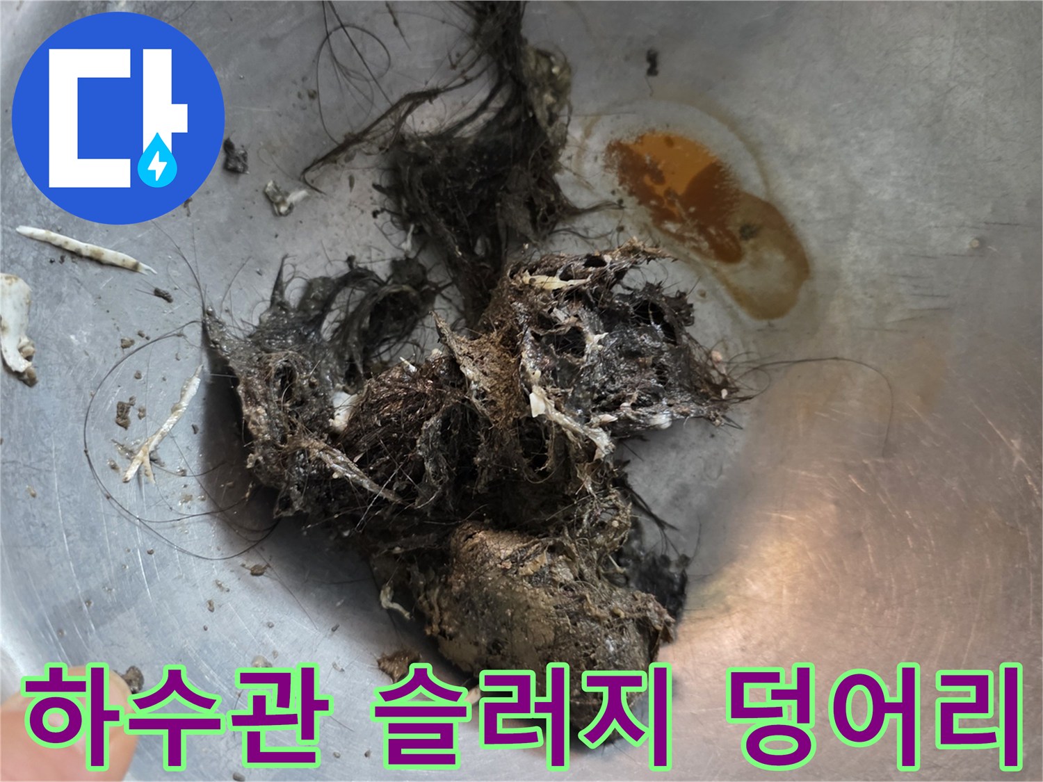배수관에서 나온 머리카락과 오염된 이물질 더미