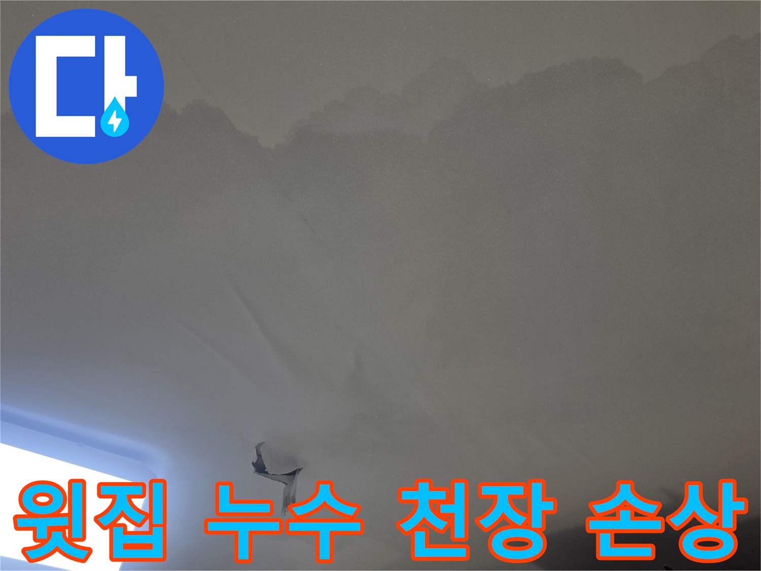 누수로-인한-천장-손상과-곰팡이-징후가-명확하게-드러나는-주택-내부-사진입니다