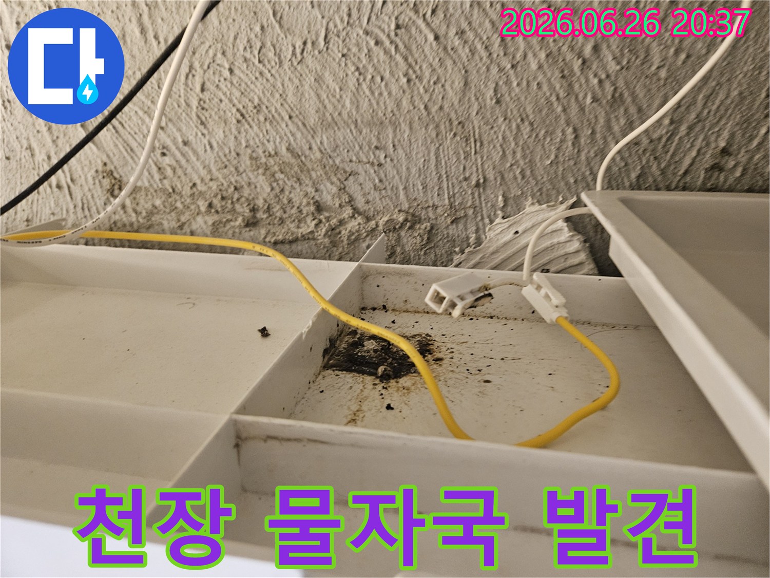 천장 내부의-오래된 물자국과-습기로 인한-구조물 오염