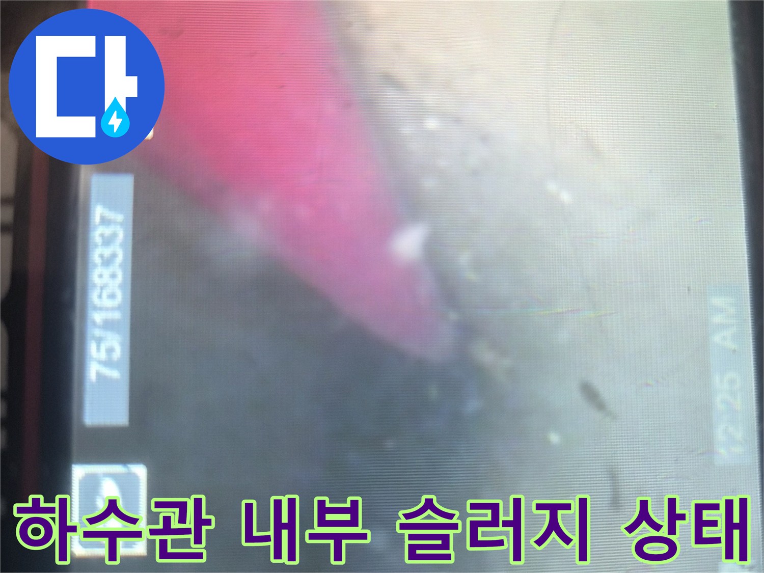 기름 슬러지로 가득 찬 싱크대 배수관 내부의 모습