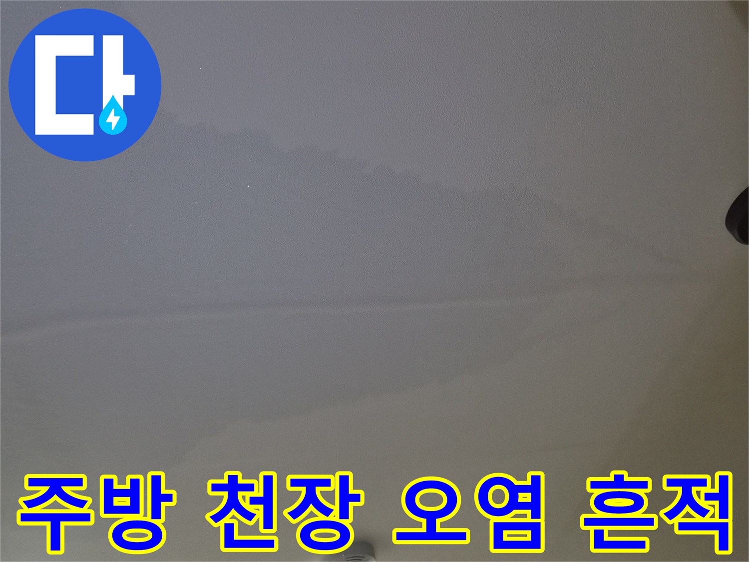 아랫집 주방 천장 마감재에 발생한 젖은 얼룩과 습기 현상