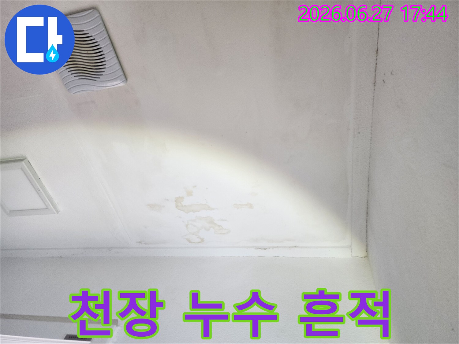 천장-누수로-인한-물자국과-곰팡이-발생-현장-사진