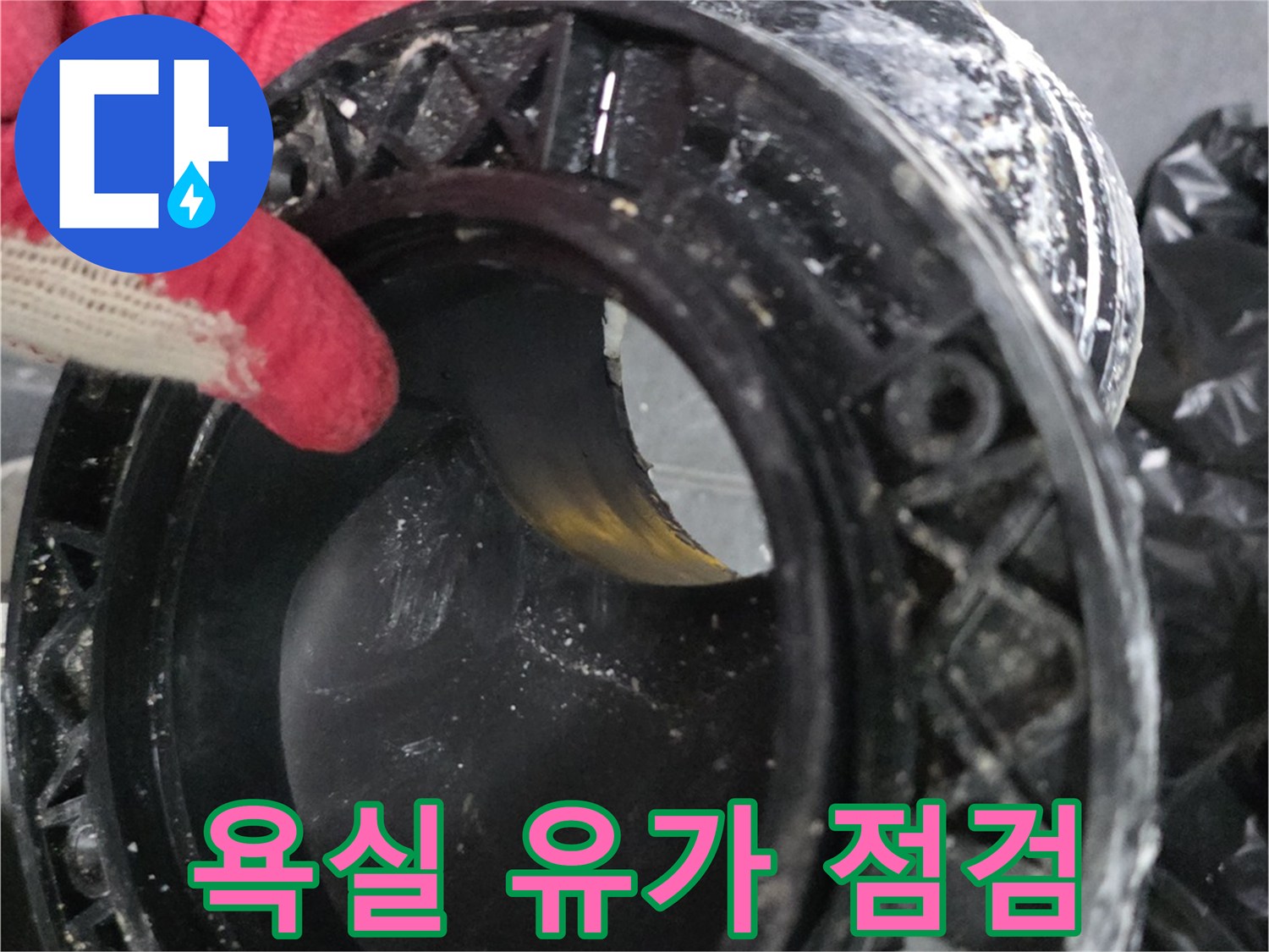 배수구-주변-배관-연결-상태-육안-확인