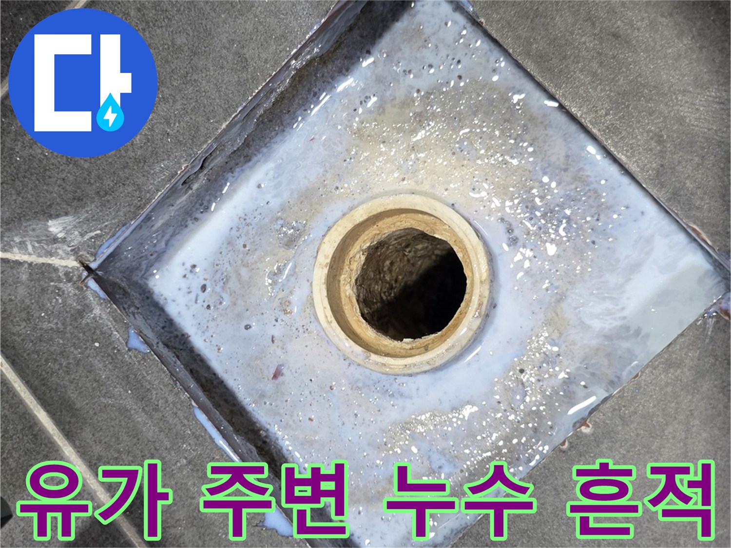 욕실-배수구-주변-타일-틈새-침투-흔적
