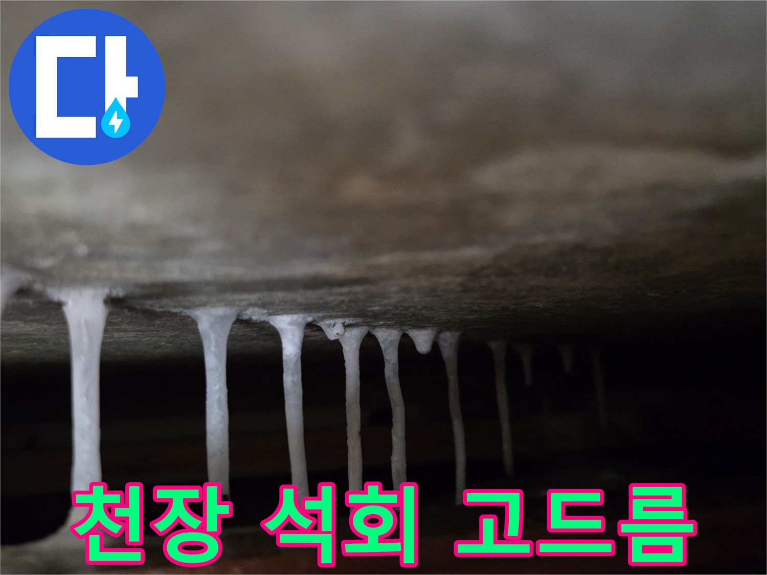 천장 콘크리트-석회물이 흘러내려 형성된 고드름 현상