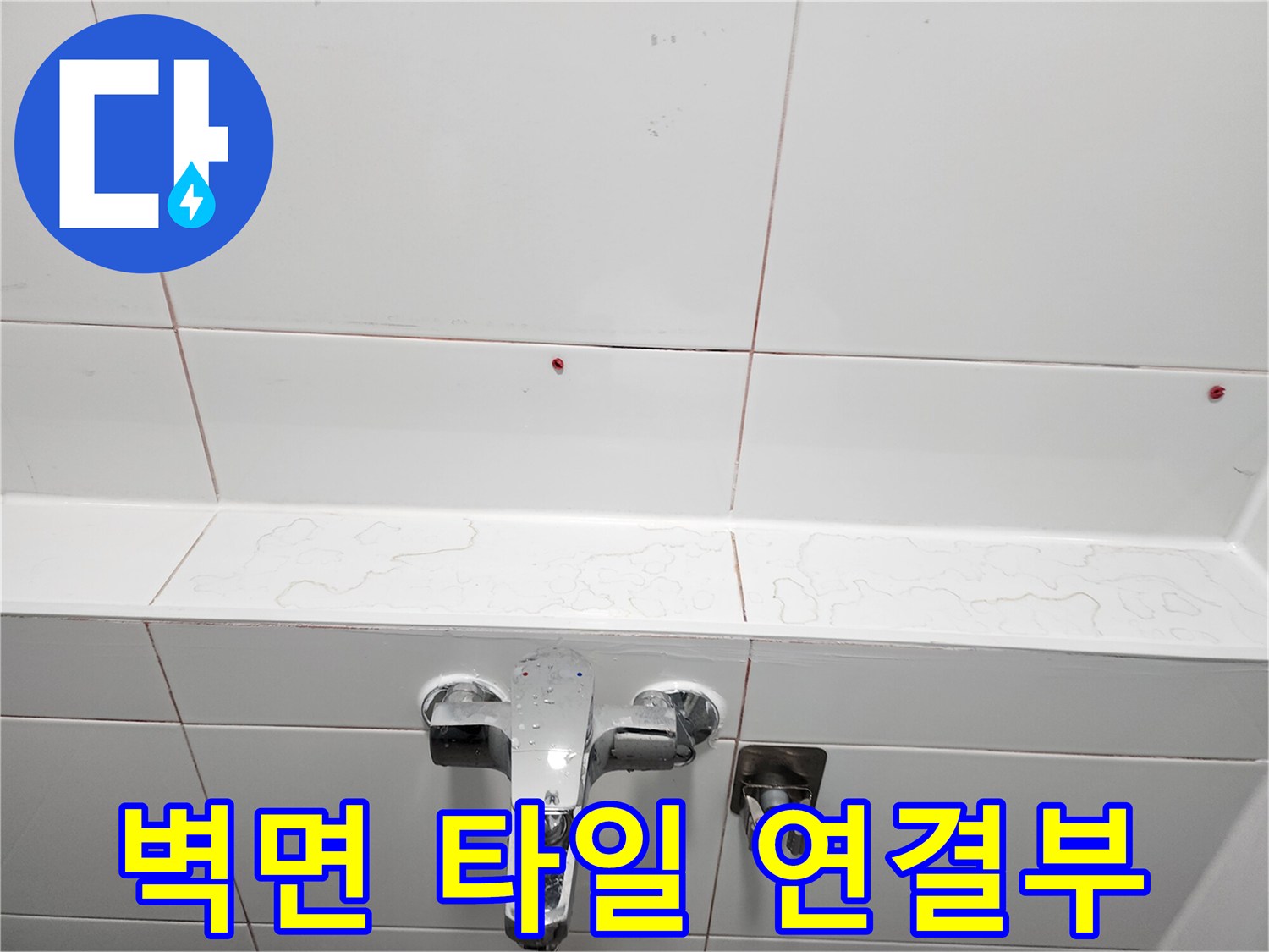 수전 주변-타일 메지 균열 부위