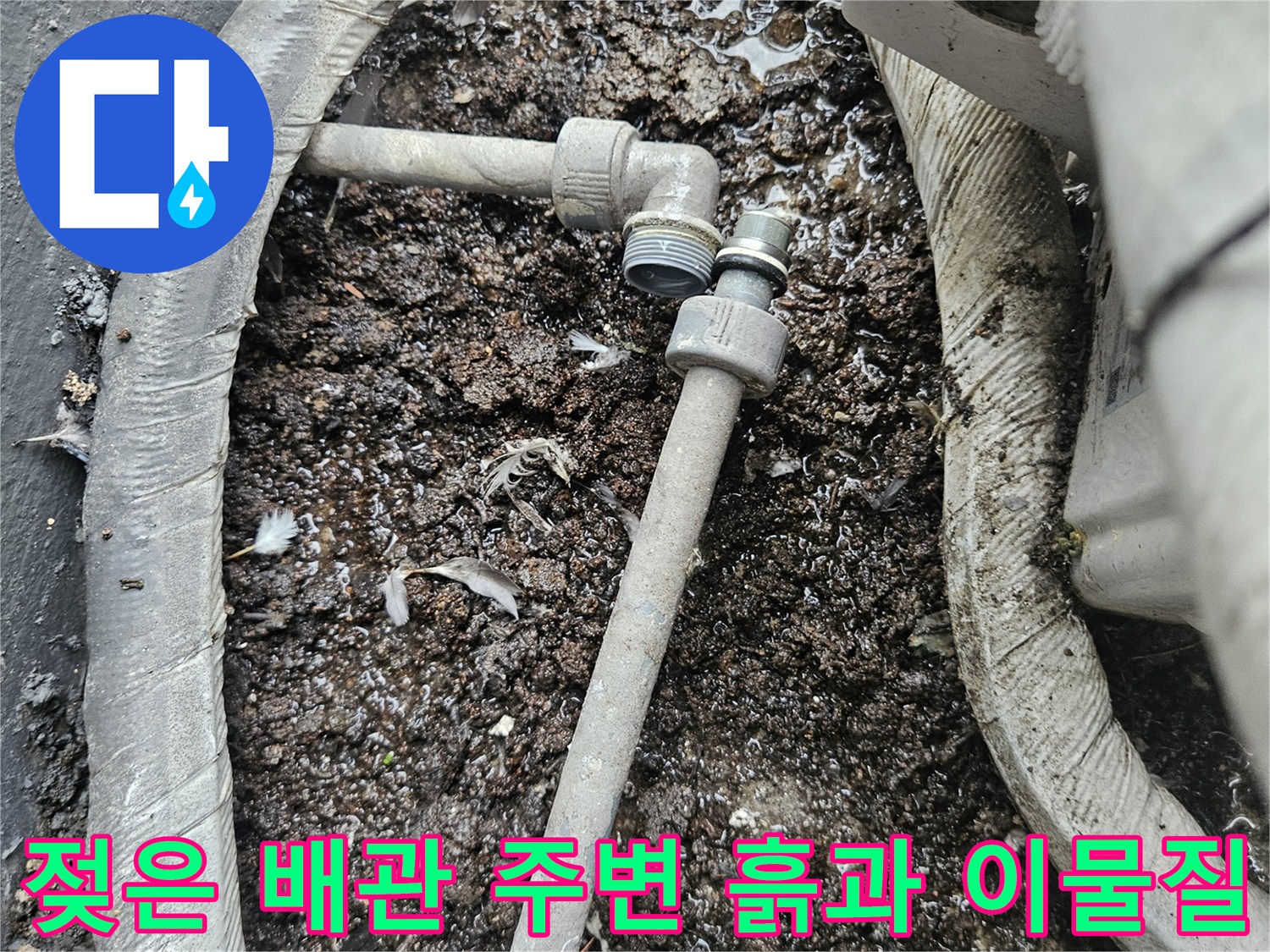 배관-주변의-습기와-퇴적된-이물질-상태