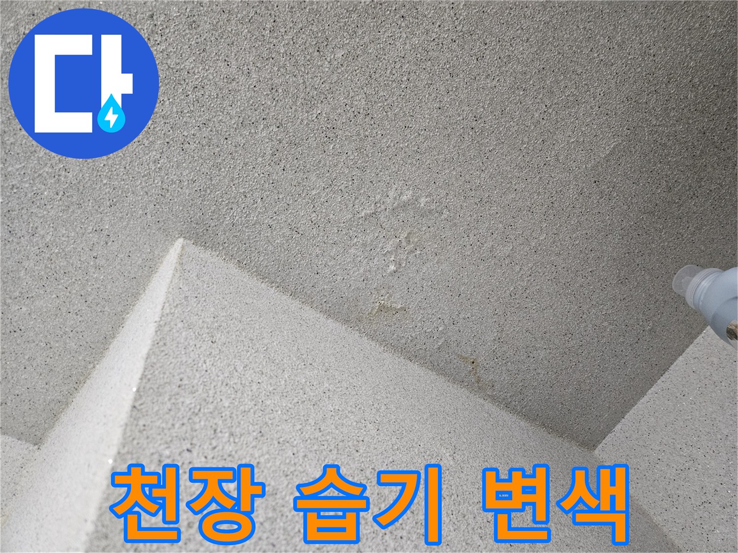 세탁실 천장의-습기로 인한 얼룩과 변색된 마감재