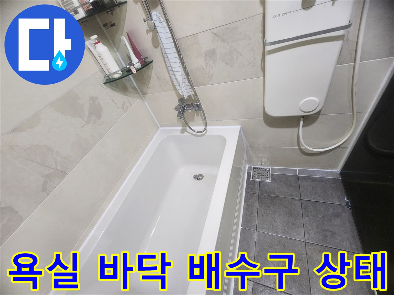 분당 아파트 화장실-바닥 배수구 유가 주변 점검 모습