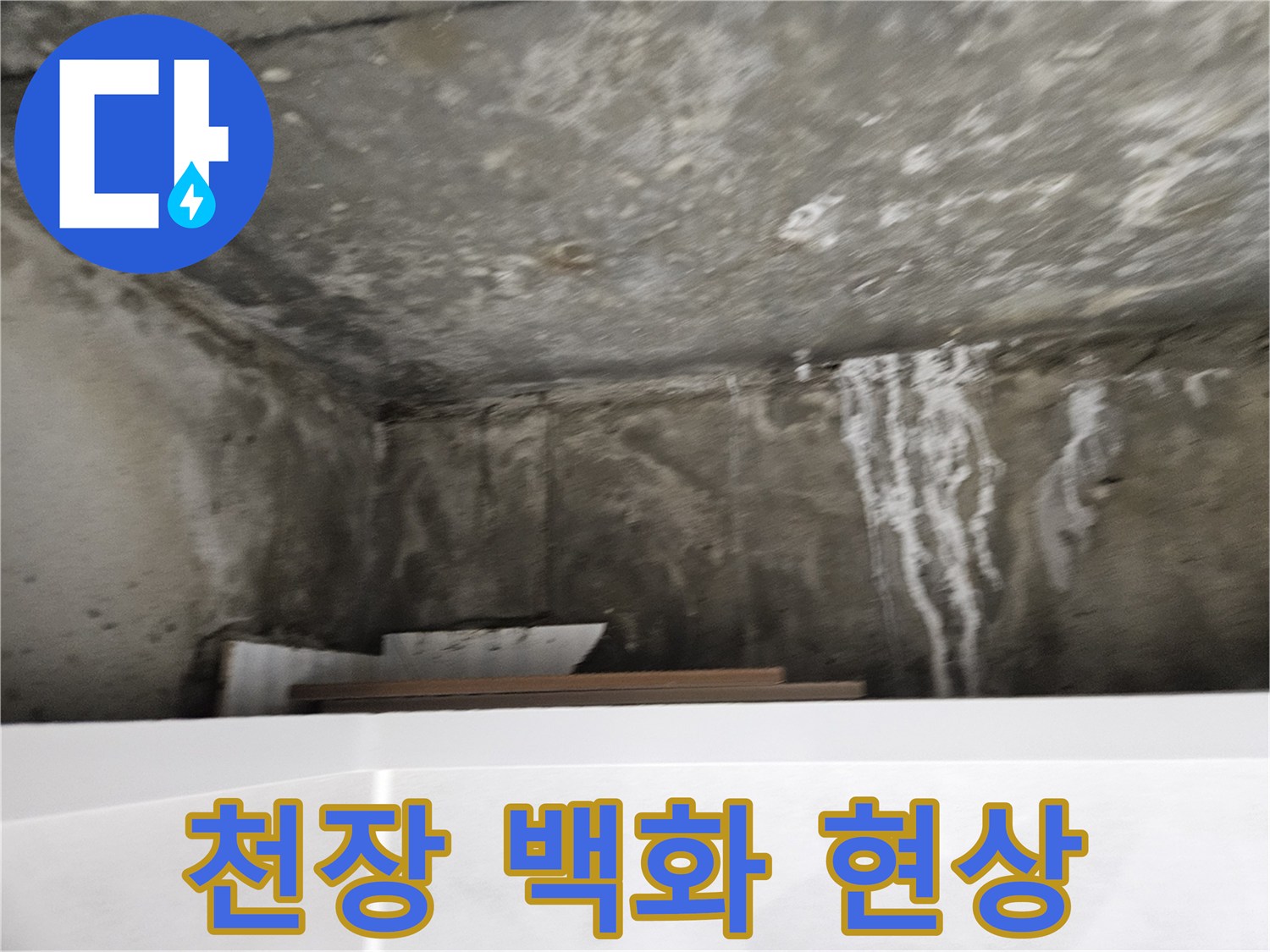 아파트 화장실 천장-백화 현상이 발생한 모습