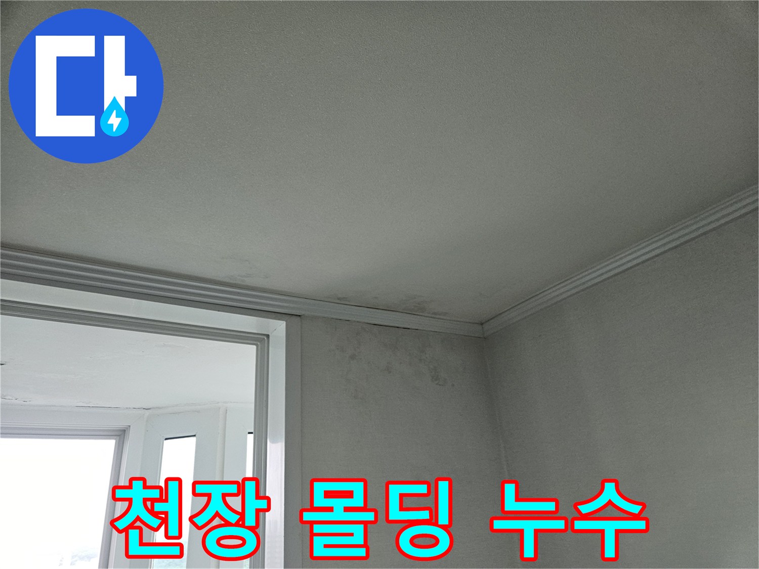 거실-천장-몰딩-주변의-습기-머금은-얼룩